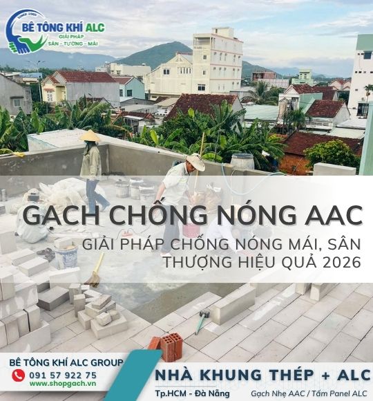 Gạch chống nóng AAC - giải pháp chống nóng mái, sân thượng hiệu quả