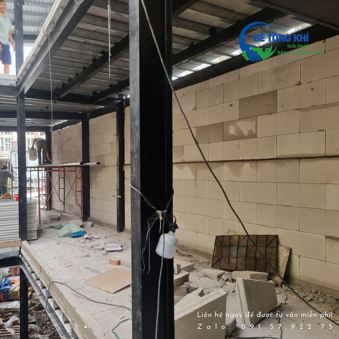 gạch bê tông nhẹ kết hợp nhà khung thép tại Đà Nẵng