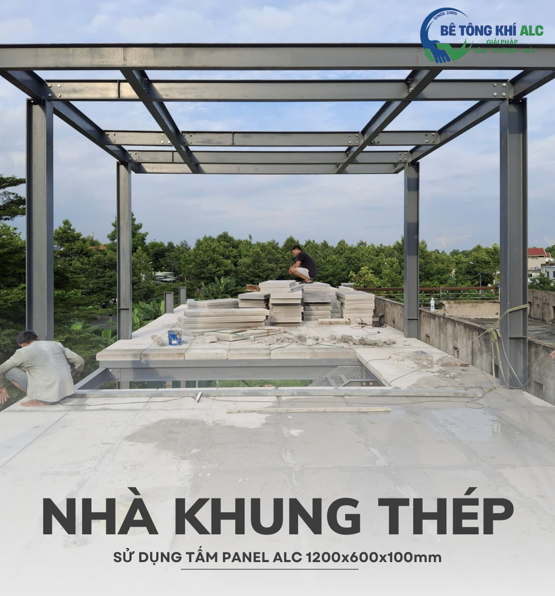 Gạch bê tông nhẹ kết hợp nhà khung thép tại Đà Nẵng