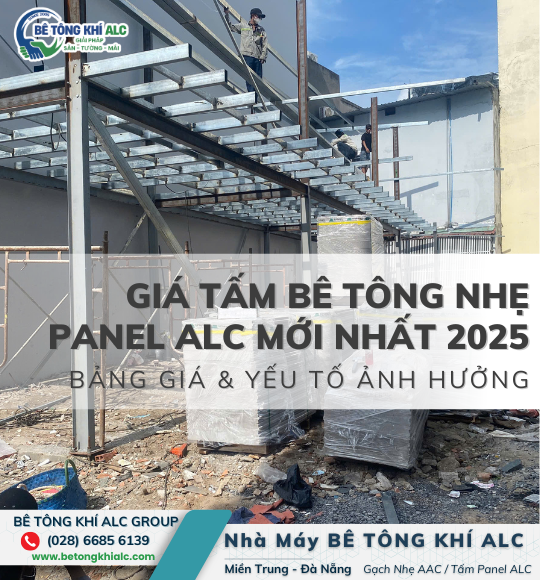 Giá tấm bê tông nhẹ panel ALC cập nhật 2025 trên bảng báo giá.