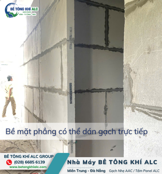 Tấm bê tông nhẹ với bề mặt phẳng có thể dán gạch trực tiếp